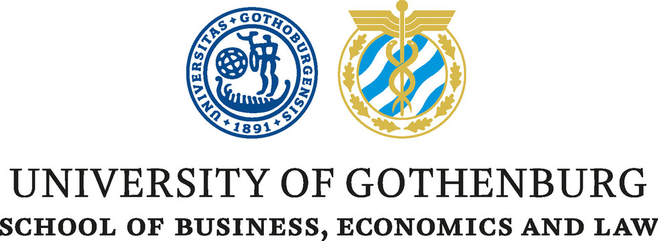 Engelsk logotyp för Handelshögskolan vid Göteborgs universitet